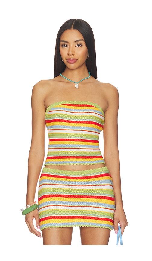 Solid & Striped The Celeste Tube Top in Green,Red by SOLID&STRIPED