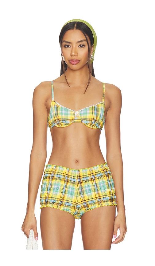 Solid & Striped The Daphne Bikini Top in Yellow,Blue by SOLID&STRIPED