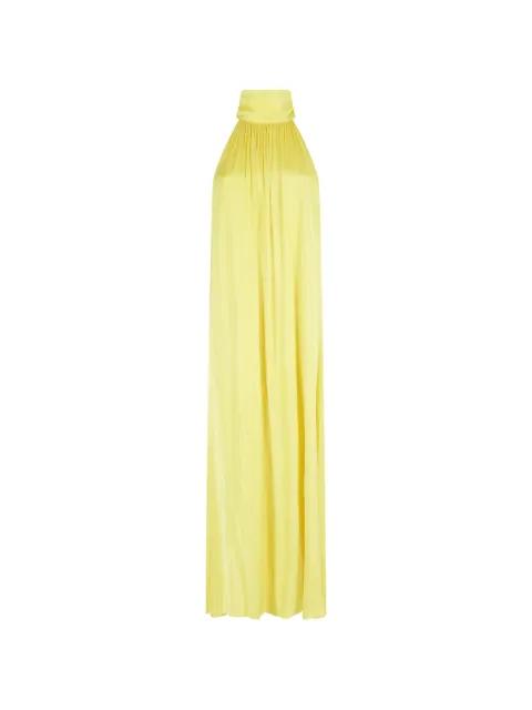 halter-neck gathered maxi dress by SOLOTRE