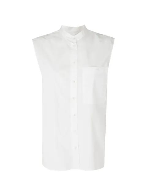 mandarin-collar sleeveless shirt by SOLOTRE