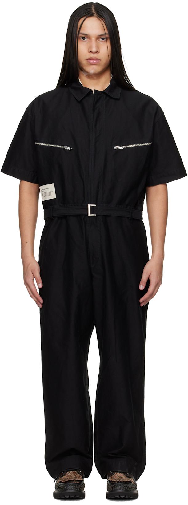 Black Birkenstock Edition 'The Rebel' Zipped S/S Jumpsuit by SONG FOR THE MUTE