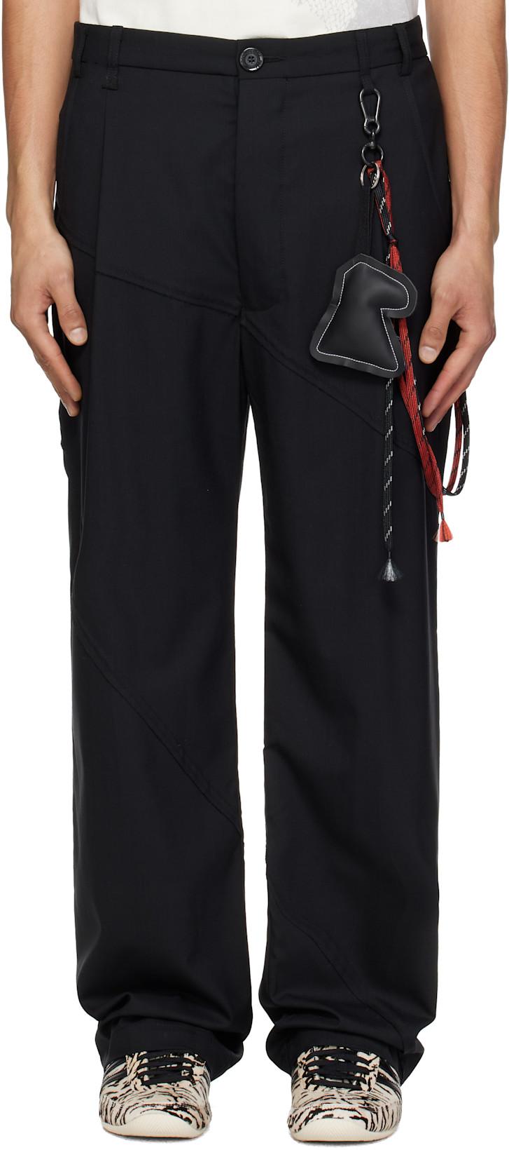 Black Slash Loose Pleated Trousers by SONG FOR THE MUTE
