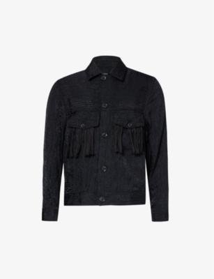 Fringe-embellished boxy woven overshirt by SONG FOR THE MUTE