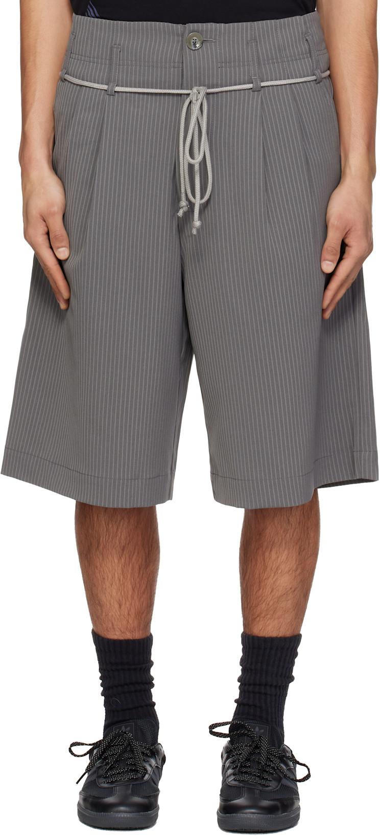 Gray Double Pleated Shorts by SONG FOR THE MUTE