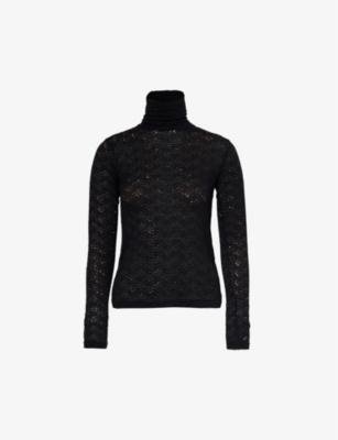 Lace-pattern turtleneck woven top by SONG FOR THE MUTE