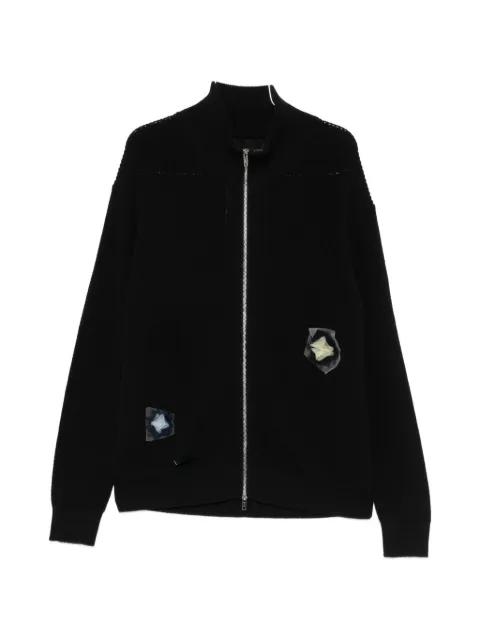floral-patch zip-up cardigan by SONG FOR THE MUTE