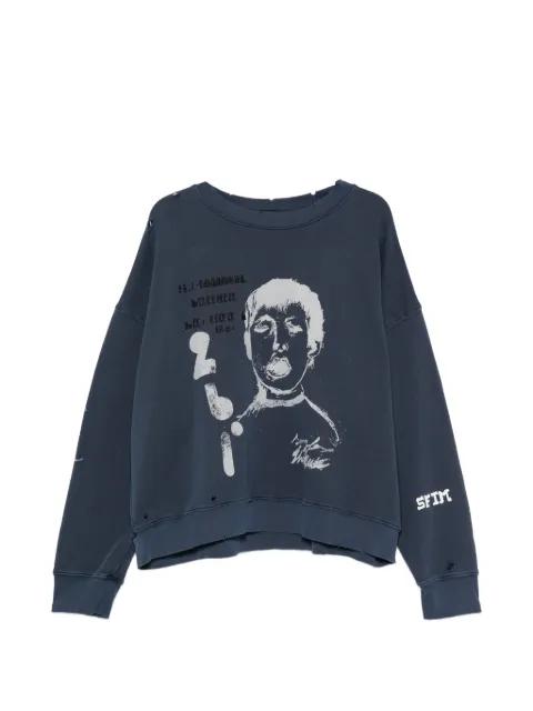 graphic-print distressed sweatshirt by SONG FOR THE MUTE