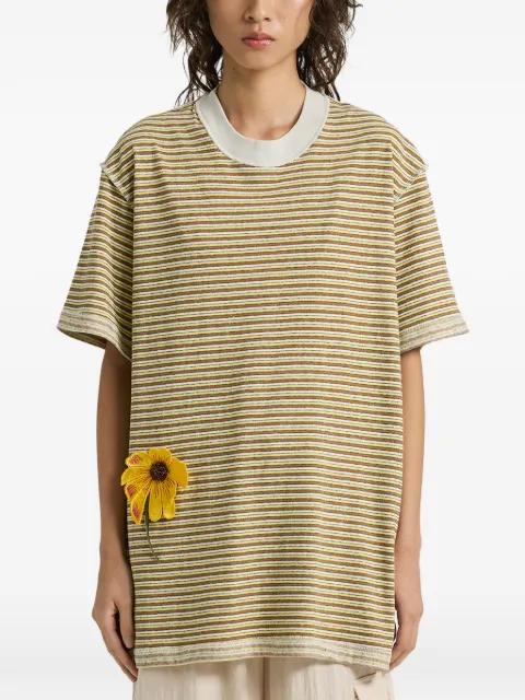striped-pattern flower T-shirt by SONG FOR THE MUTE