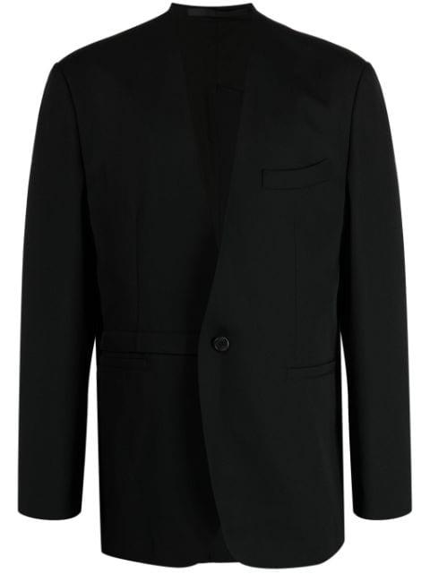 asymmetric collarless blazer by SONGZIO