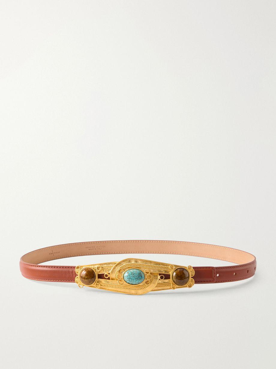 Eterna gold-tone, leather and resin belt by SONIA PETROFF