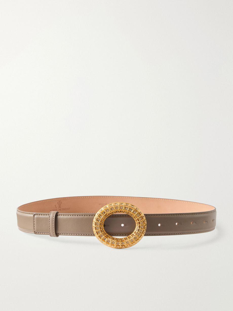 Lobster vibe gold-tone, leather and crystal belt by SONIA PETROFF