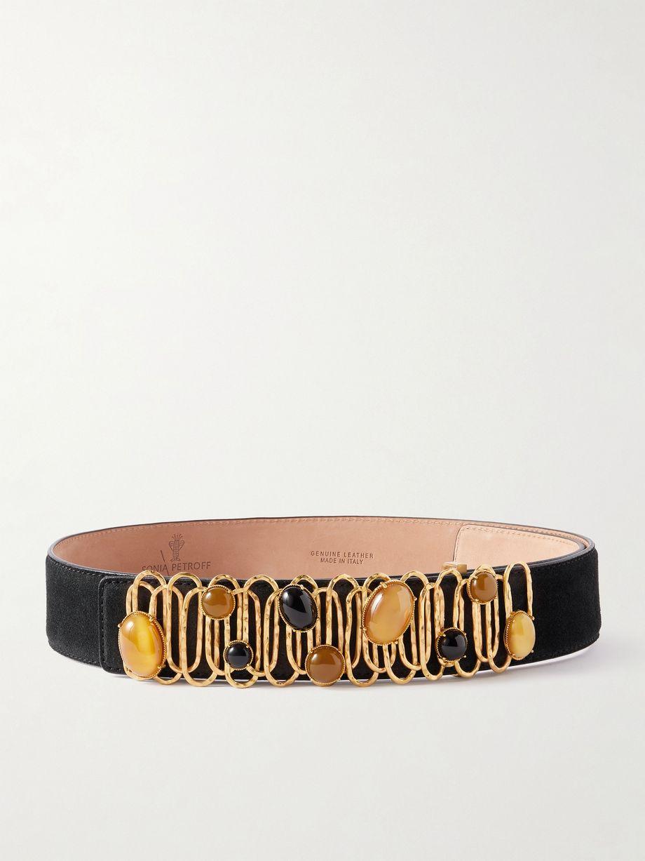 Loop De Loop embellished suede belt by SONIA PETROFF