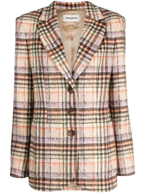 check-pattern notched-lapel blazer by SONIA RYKIEL
