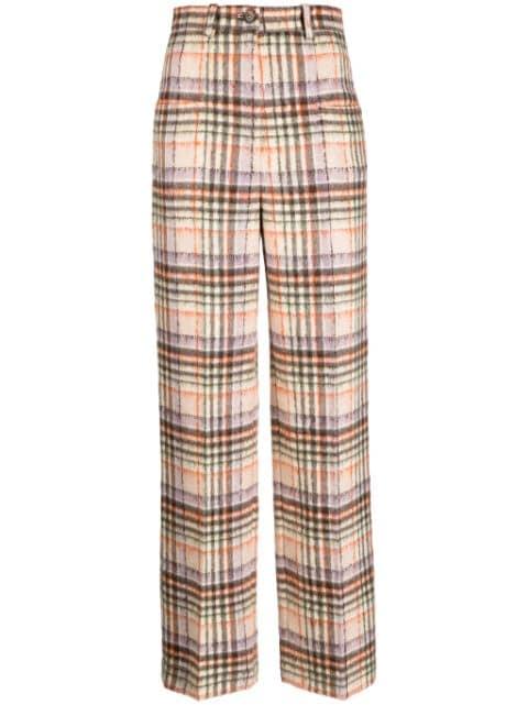 checked felted wool straight-leg trousers by SONIA RYKIEL