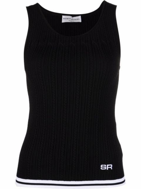 logo-embroidered pointelle-knit tank top by SONIA RYKIEL