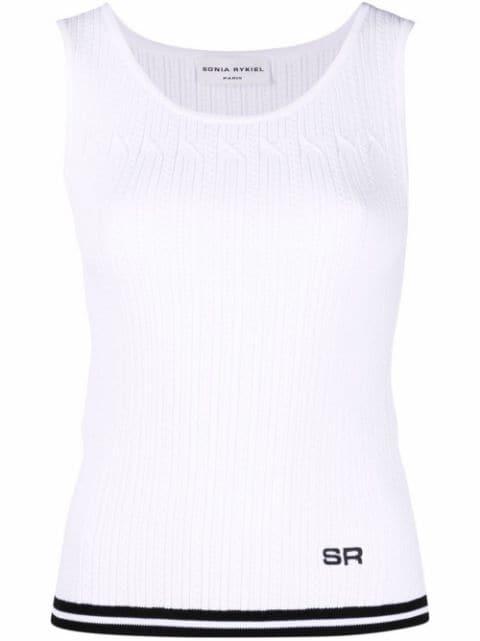 logo-embroidered pointelle-knit tank top by SONIA RYKIEL