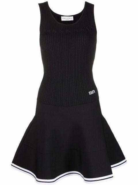 pointelle knit fluted-skirt mini dress by SONIA RYKIEL