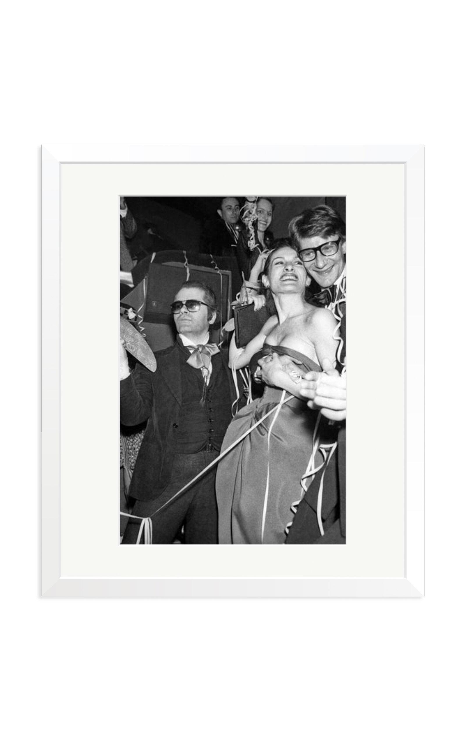 Sonic Editions - Karl Lagerfeld and Yves Saint Laurent Framed Photography Print - Multi - Moda Operandi by SONIC EDITIONS