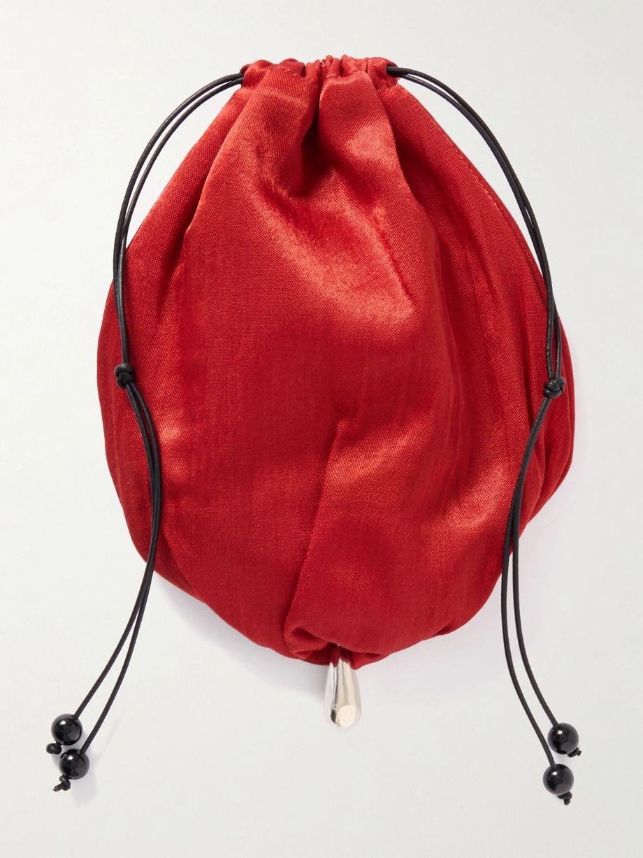Teardrop embellished satin drawstring pouch by SOPHIE BUHAI