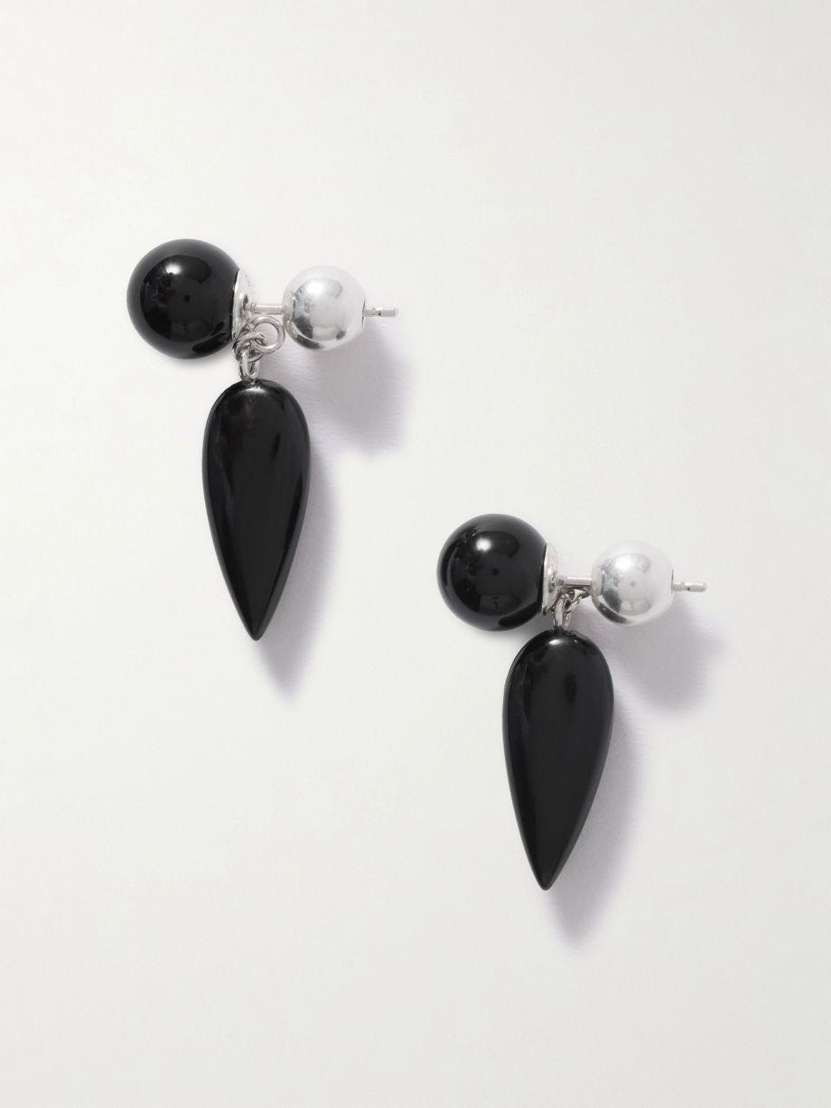 Tiny Phoenician silver onyx earrings by SOPHIE BUHAI