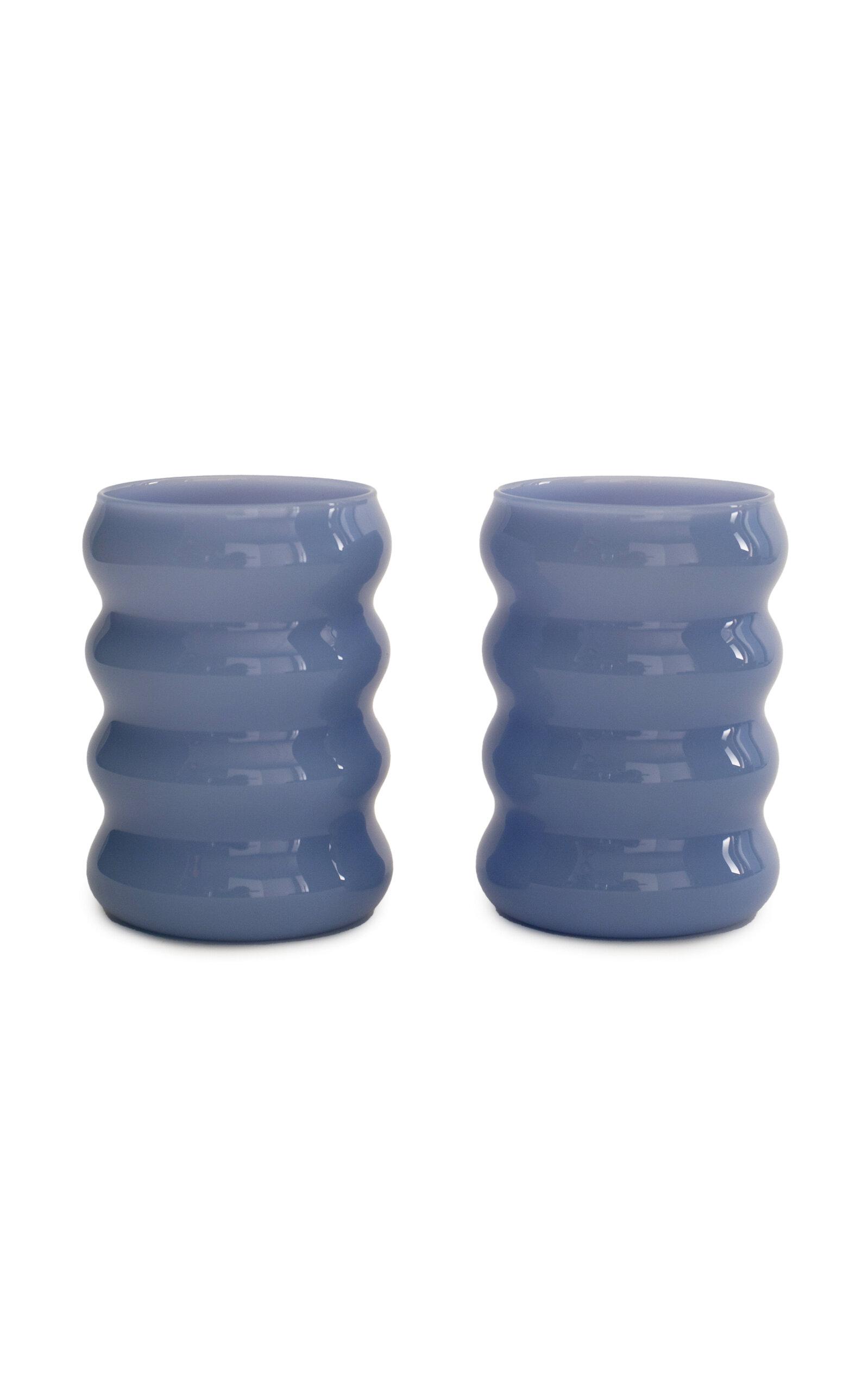Sophie Lou Jacobsen - Ripple Glass Cup Set - Light Blue - Moda Operandi by SOPHIE LOU JACOBSEN