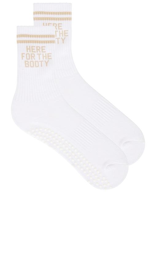 Souls. Here For The Booty Grip Socks in White by SOULS.
