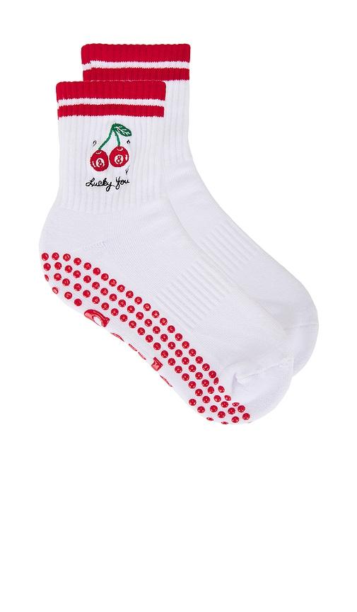 Souls. Lucky You Grip Socks in White,Red by SOULS.