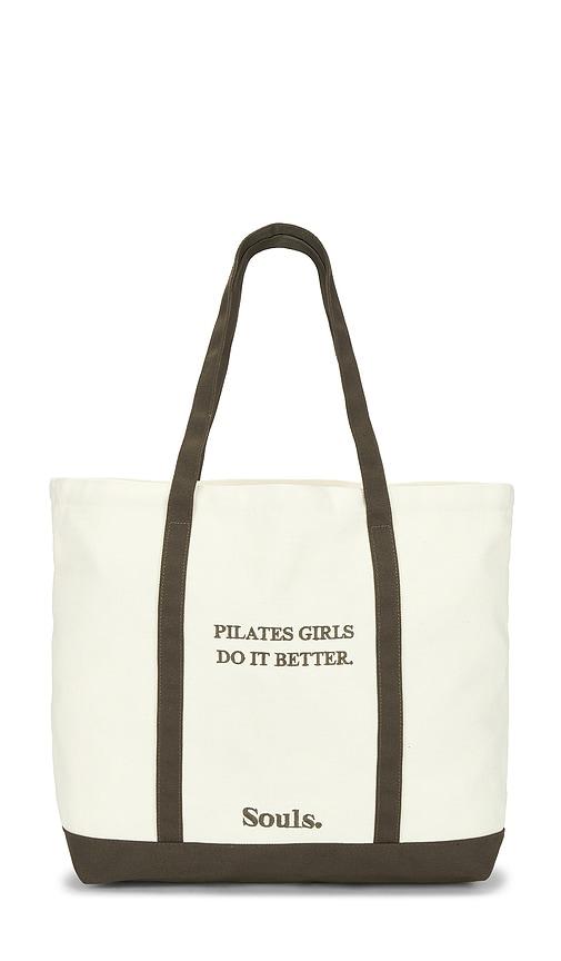 Souls. Pilates Girls Do It Better Tote in Ivory by SOULS.