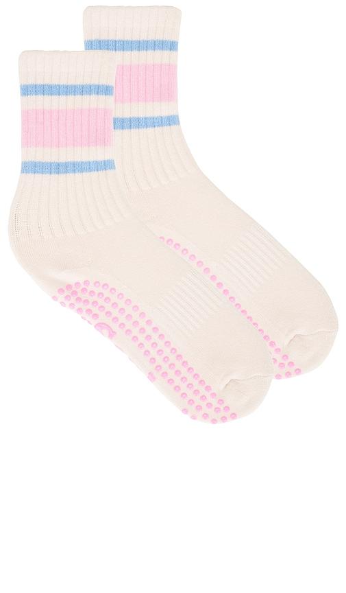 Souls. Pink Retro Grip Socks in Pink by SOULS.