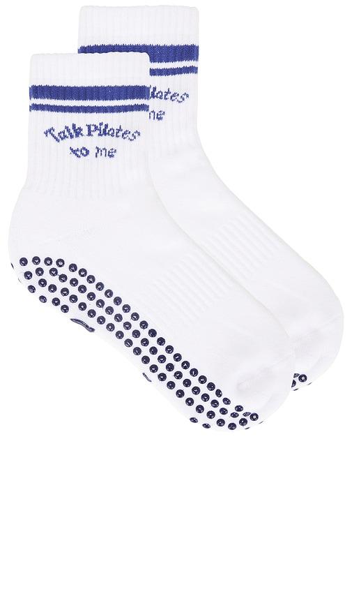 Souls. Talk Pilates To Me Grip Socks in White by SOULS.