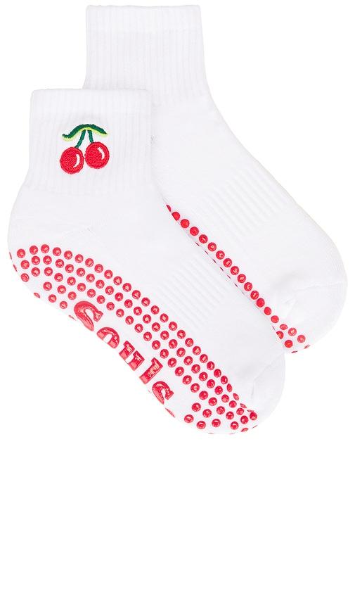 Souls. Very Cherry Grip Socks in White by SOULS.