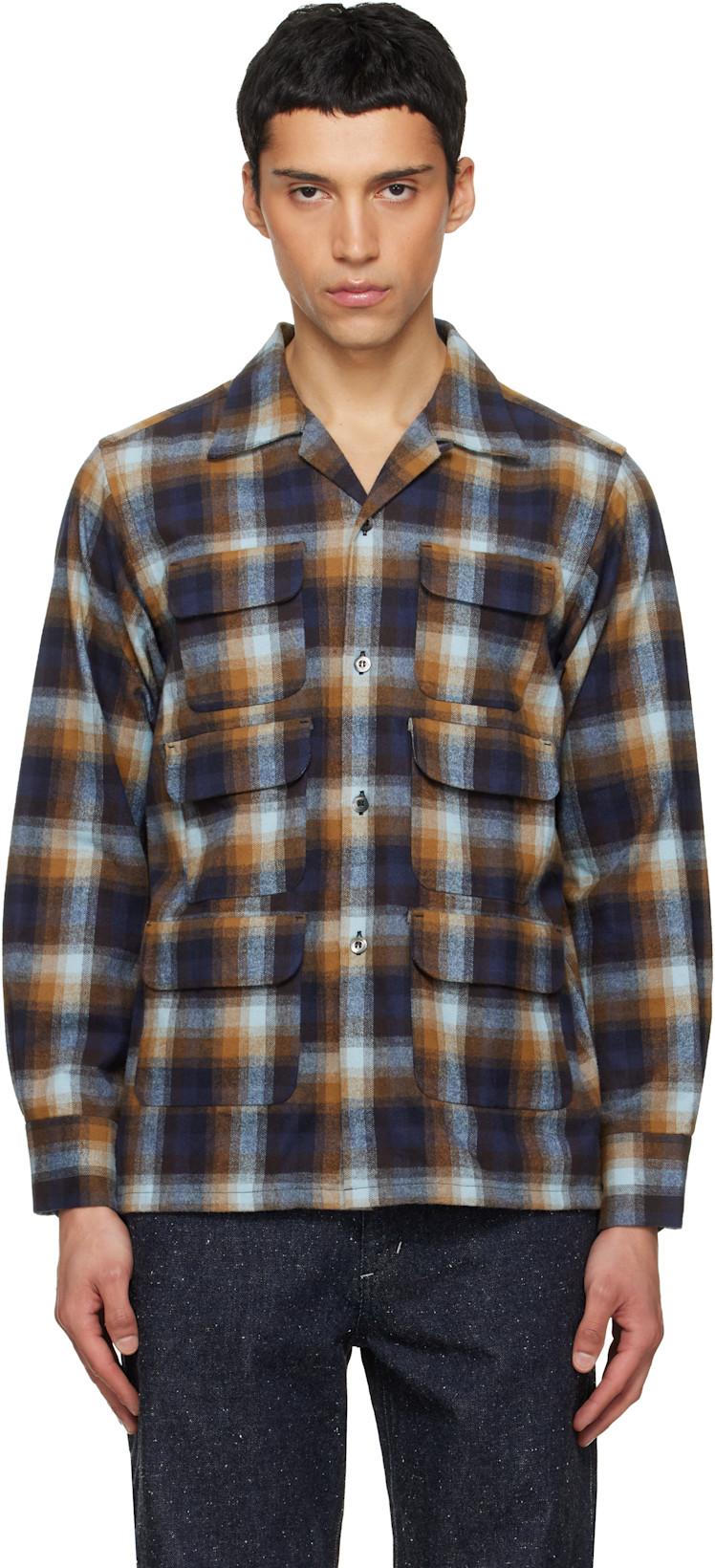 Navy & Brown 6 Pocket Shirt by SOUTH2 WEST8