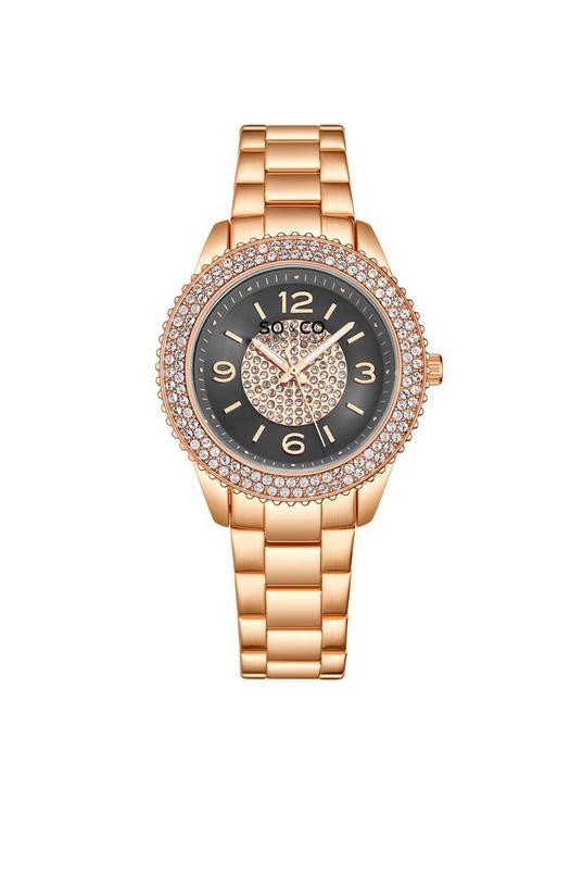 Madison 5532 38mm Quartz Watch with Crystals on Bezel and Inner Dial Stainless Steel Bracelet 18mm wide by SO&CO