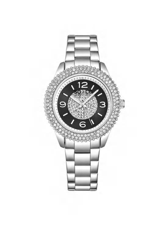 Madison 5532 38mm Quartz Watch with Crystals on Bezel and Inner Dial Stainless Steel Bracelet 18mm wide by SO&CO