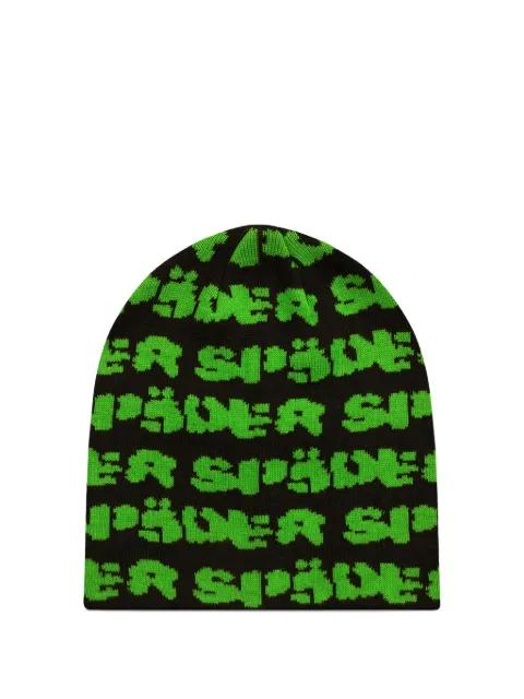 Fuzzy Logo Skully beanie hat by SP5DER