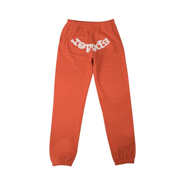 Sp5der Logo Print Sweatpants 'Orange' by SP5DER