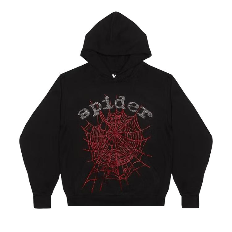 Sp5der OG Rhinestone Hoodie 'Black' by SP5DER