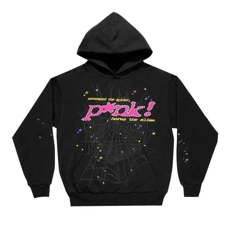 Sp5der P*nk Hoodie 'Black' by SP5DER