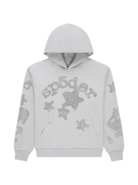rhinestone-detail hoodie by SP5DER