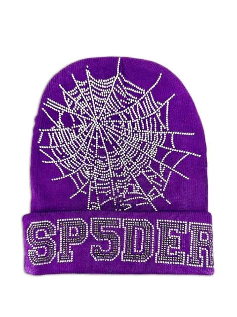 rhinestone-web beanie by SP5DER