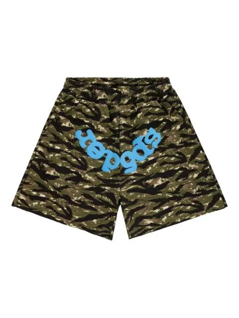 tiger camo logo track shorts by SP5DER