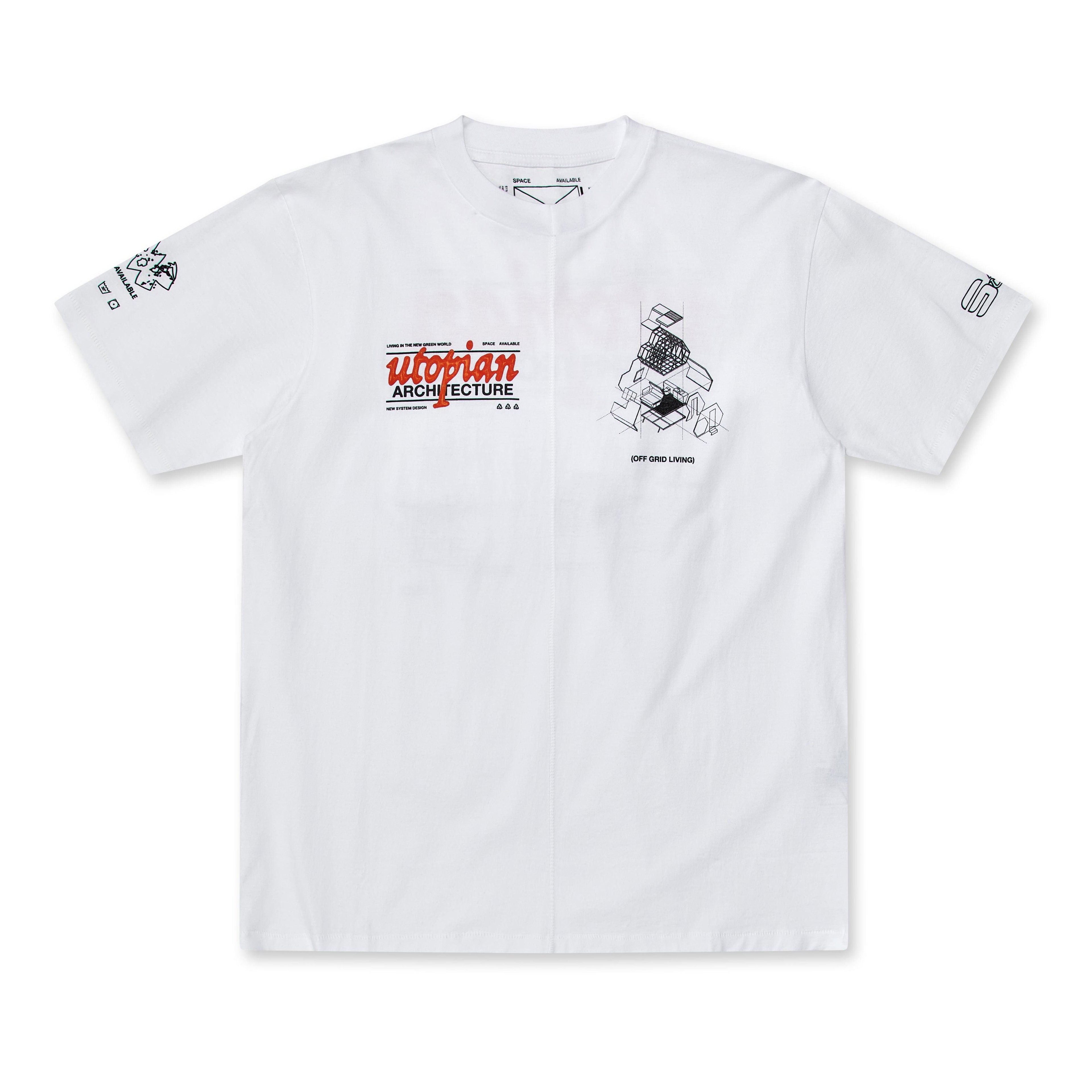 Space Available - Utopian Architecture T-Shirt - (White) by SPACE AVAILABLE
