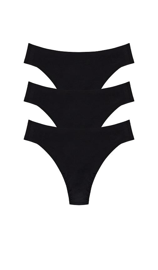 SPANX Smooth Fit-to-you Thong Pack Of 3 in Black by SPANX