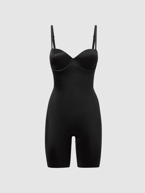 Shapewear Firming Strapless Mid-Thigh Bodysuit With Cups in Black by SPANX