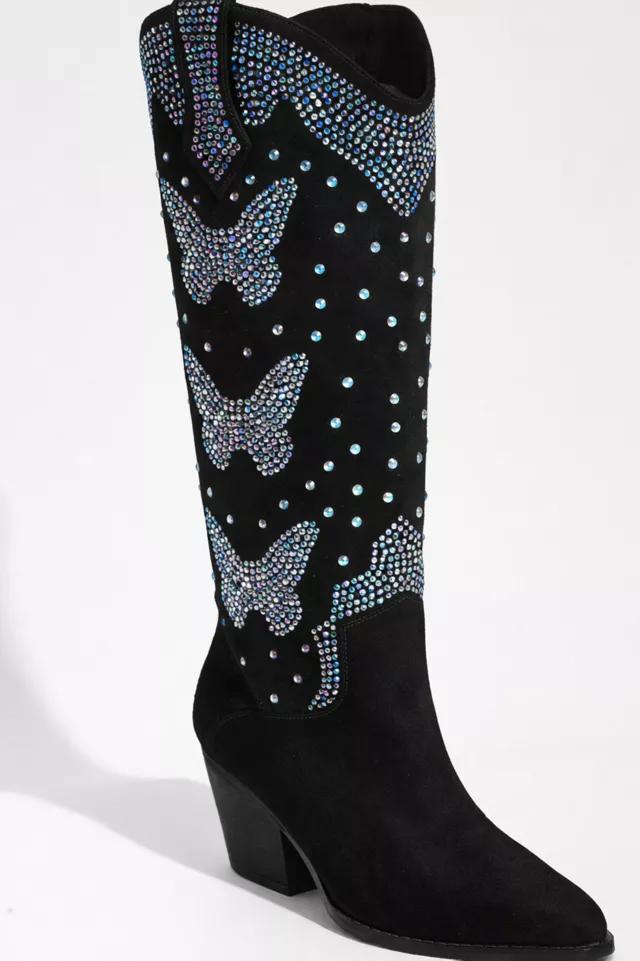 Sparkl Butterfly Rhinestone Cowboy Boots by SPARKL