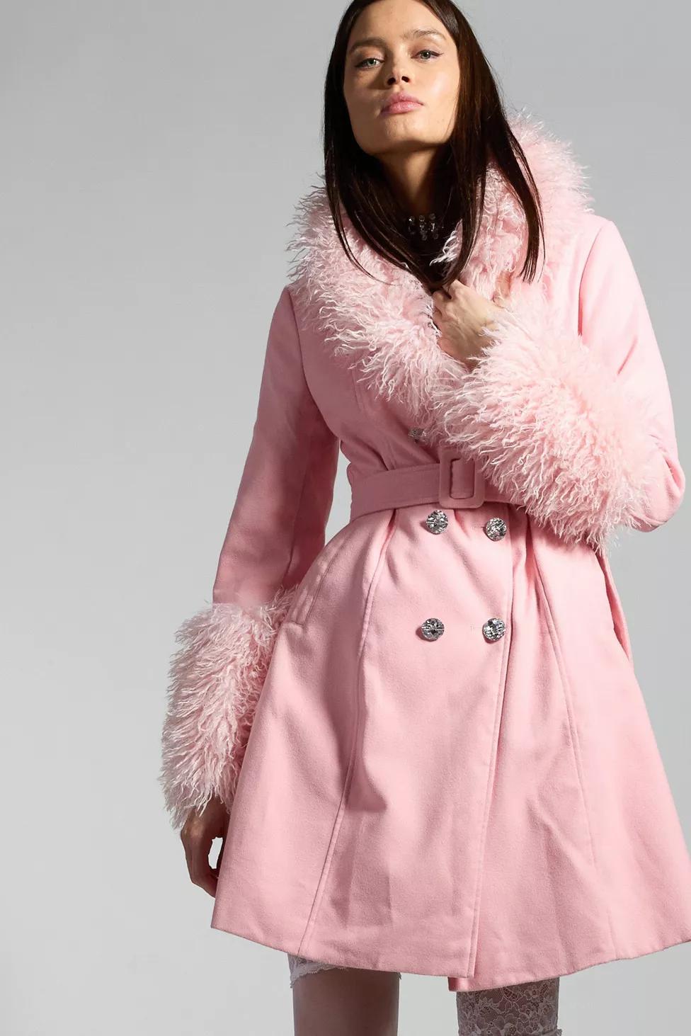 Sparkl Faux Fur Trench Coat by SPARKL