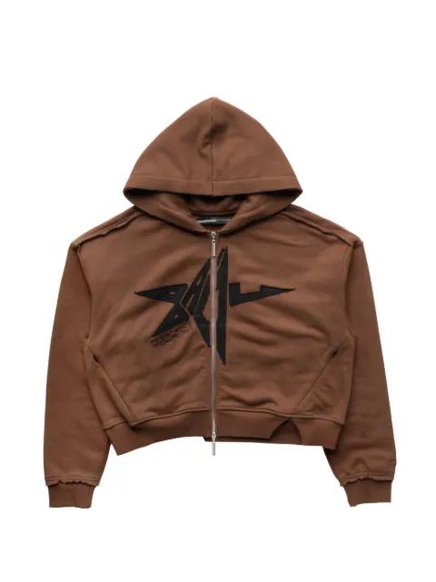appliqué zip hoodied sweatshirt by SPENCER BADU