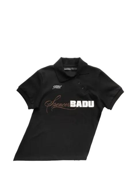 asymmetric logo-print polo shirt by SPENCER BADU
