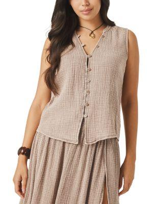 Ava Gauze Button Front Tank by SPLENDID