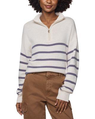 Georgie Stripe Quarter Zip Sweater by SPLENDID